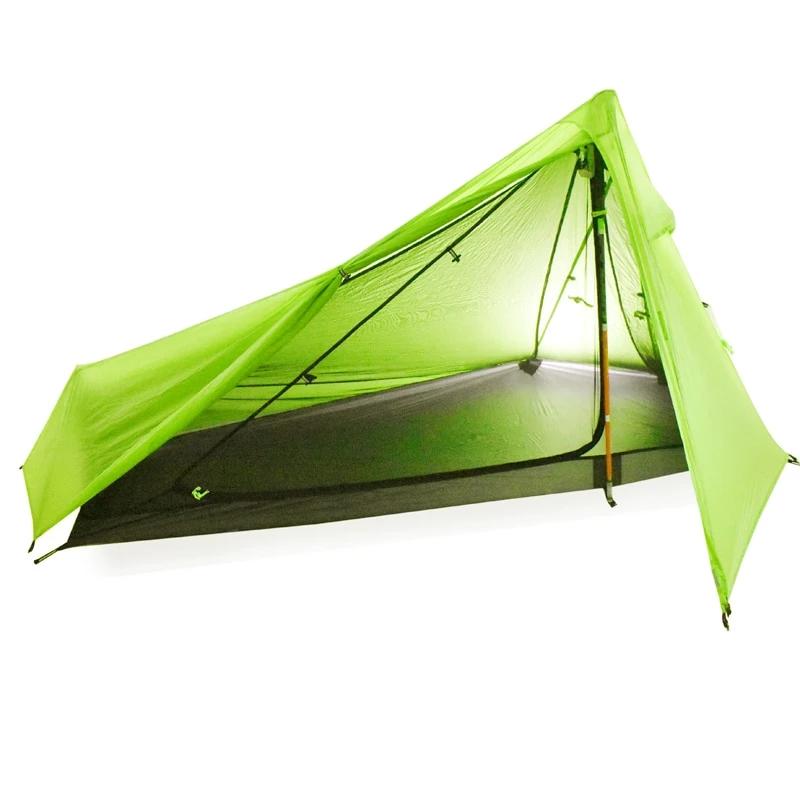 Ultralight Camping Tent 3 Season 1-2 Person Professional 20D Nylon 1 Side Silicon Coating Rodless Tent